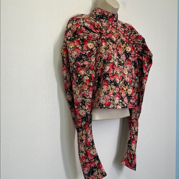 Rotate - Birger Christensen Kim Colorful Floral Puff Long Sleeve Blouse Size 8 - Picture 3 of 11